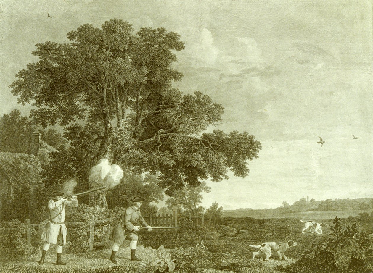 Two Gentlemen Shooting, Plade 3 (gravering) af George (after) Stubbs