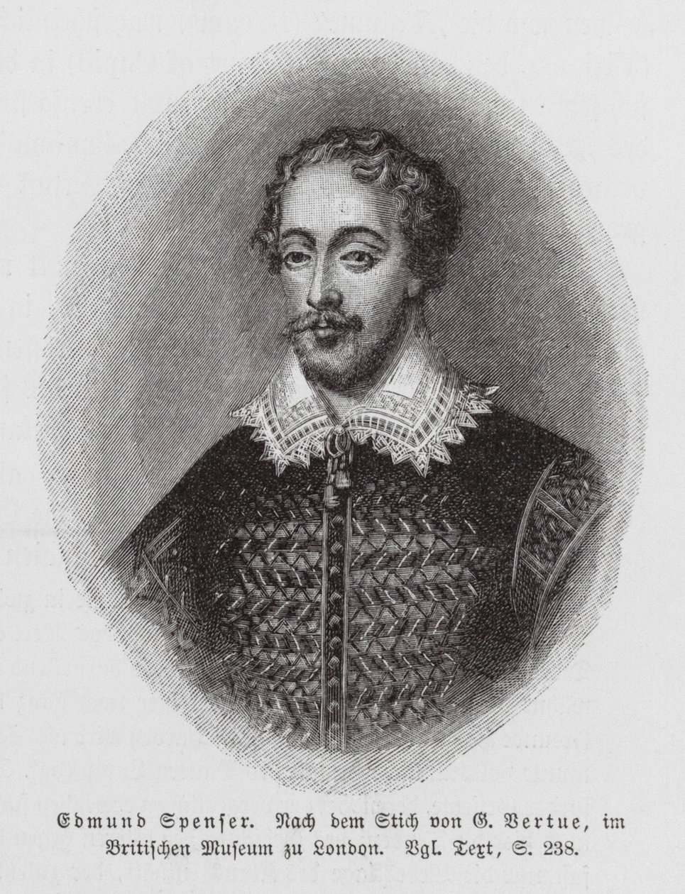 Edmund Spenser, engelsk digter (kobberstik) af George (after) Vertue
