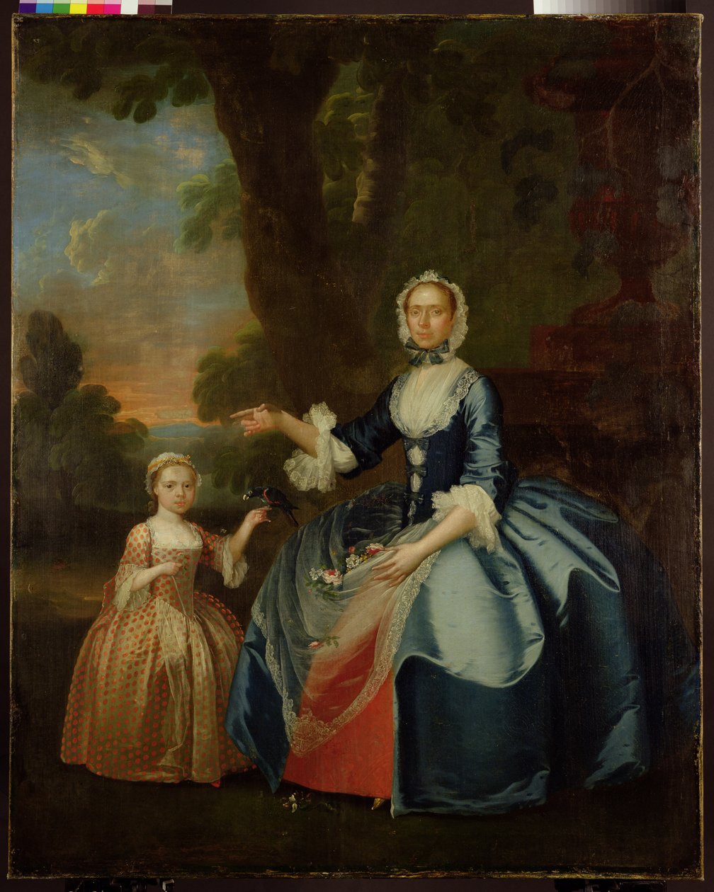 Portræt af fru Dawson fra Retford og hendes datter, ca. 1749 (olie på lærred) af George (attr.to) Stubbs
