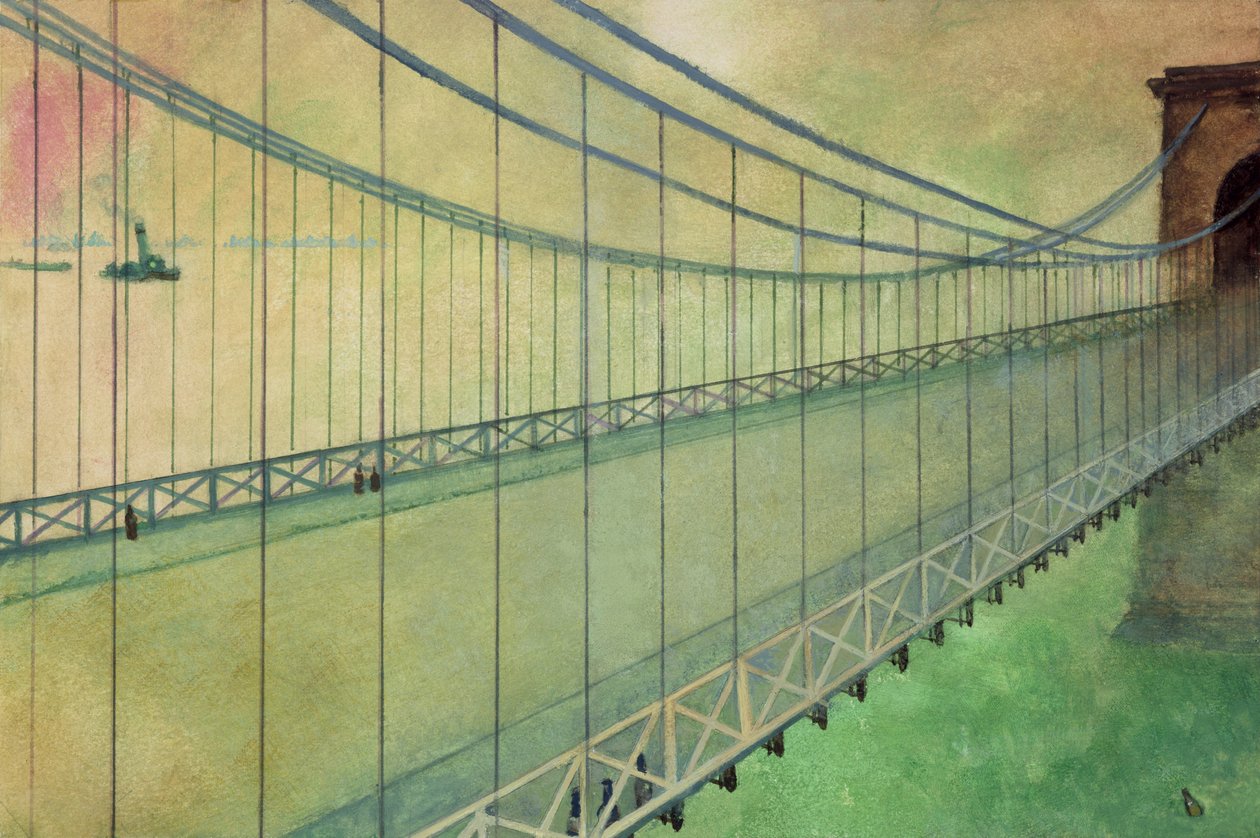 Hammersmith Bridge efter Boat Race (gouache ombord) af George Adamson