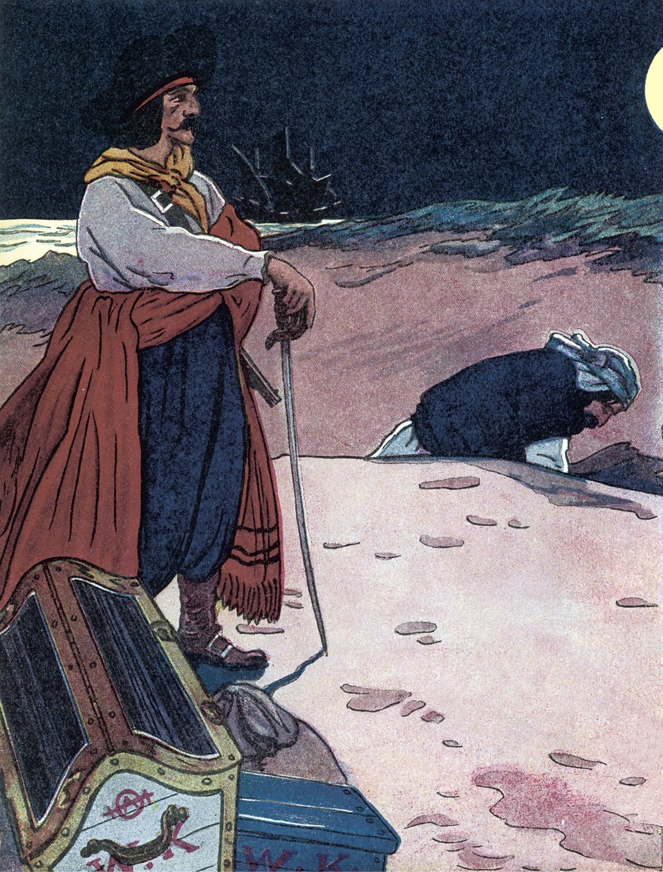Skatten er begravet Illustration fra "The boys book of pirates"" af George Albert Williams (1875-1932) 1914 af George Alfred Williams