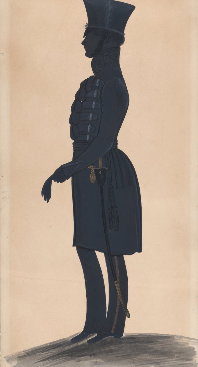 Oberst H.J. Daniell, fuld længde til venstre, 1827-44. af George Angelo Crowhurst