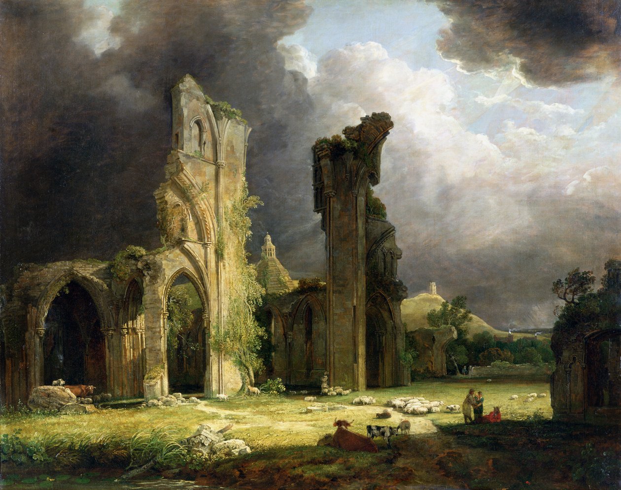 Glastonbury Abbey med Tor hinsides af George Arnald