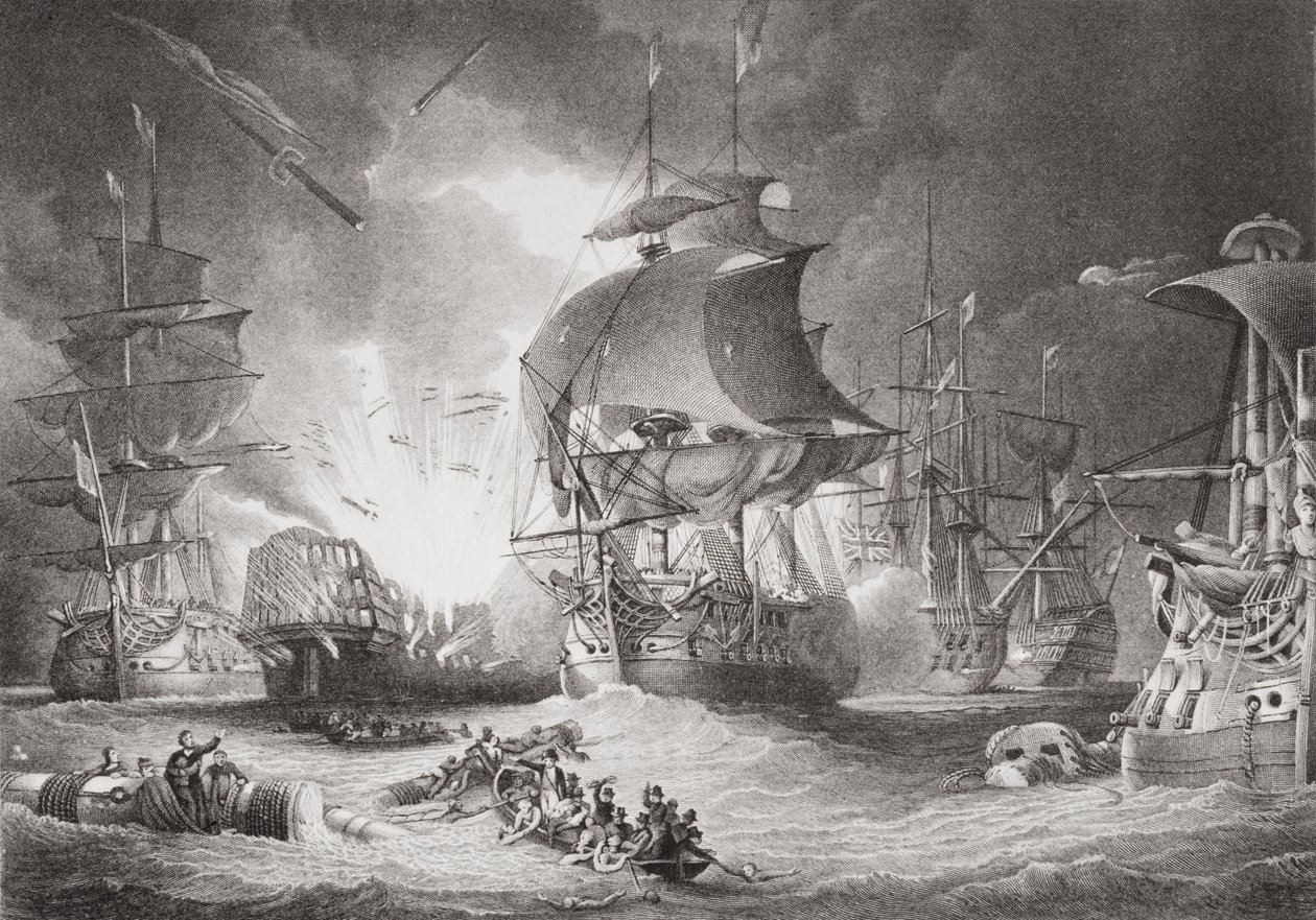 The Battle of the Nile, 1. august 1798, fra `Illustrationer af engelsk og skotsk historie