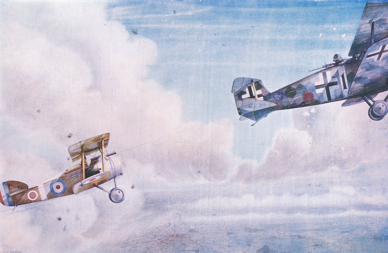 An Aerial duel: The Blind Spot, fra Cassells History of the British People udgivet af Waverley Book Company Limited, ca. 1940 af George Arnold