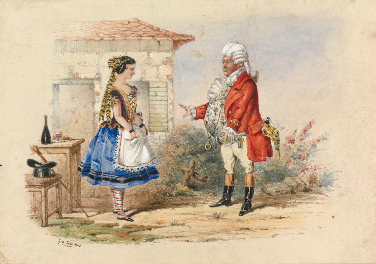 Adina og Dr. Dulcamara, Scene fra Donizettis L