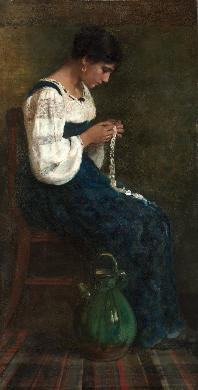 Capri Lace Maker, 1884. af George B. Butler