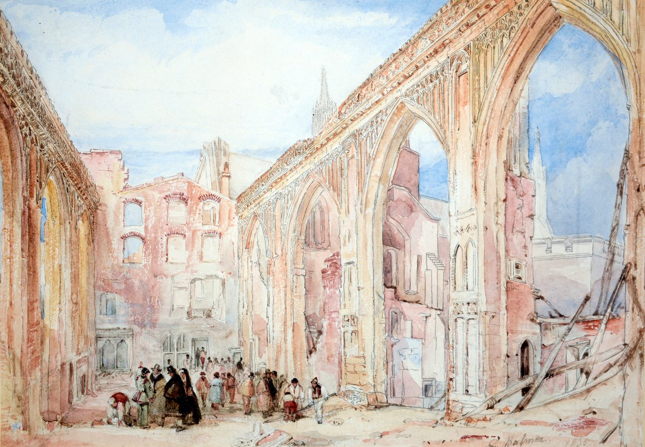 Resterne af Underhuset efter branden i november 1834 af George Balmer