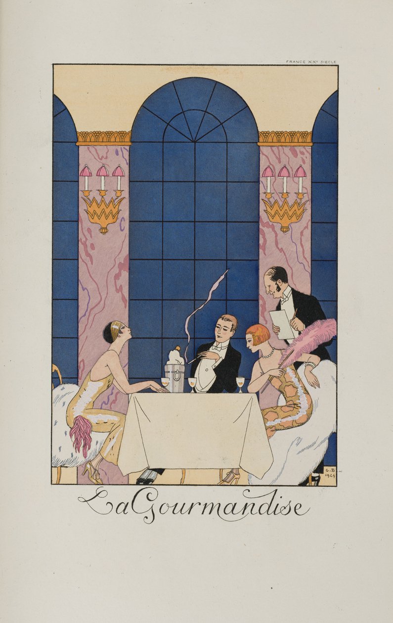 Dikkedarer og dikkedarer: La Gourmandise, 1924. af George Barbier