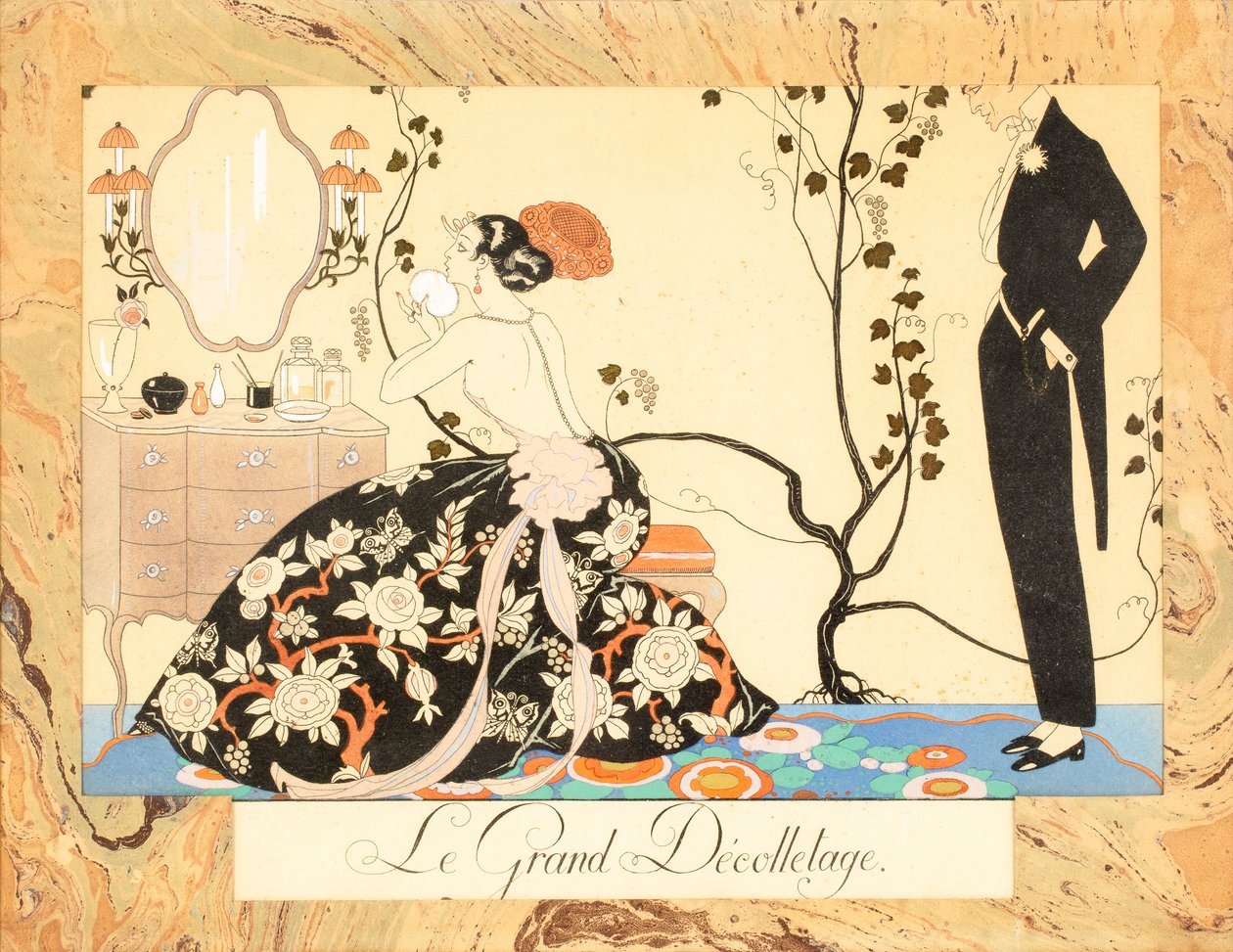 Le Grand Décolletage, fra Le Bonheur du Jour eller, Les Graces à la Mode, 1924. af George Barbier