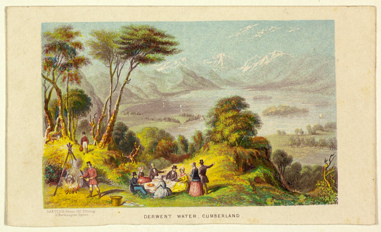 Derwent Water, Cumberland af George Baxter