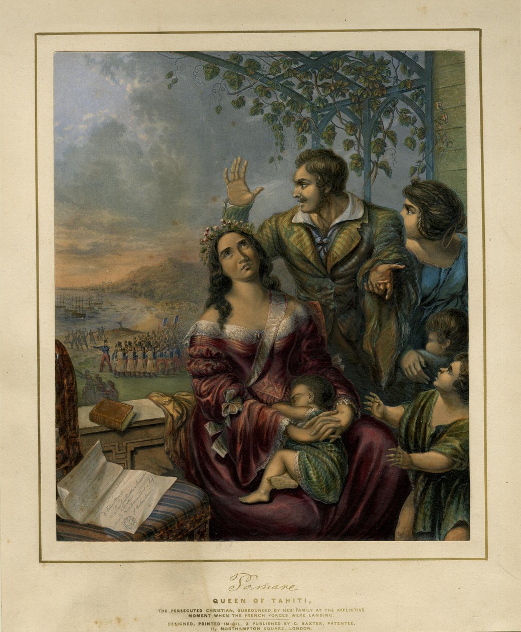Pomare, dronning af Tahiti, den forfulgte kristne, af George Baxter, 1845, British Museum af George Baxter