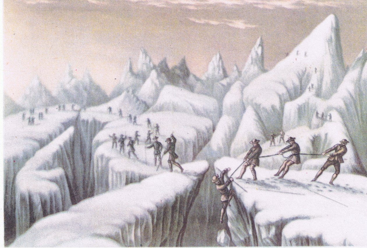 Stadier i bestigningen af Mont Blanc, fra British Adventure udgivet af Collins, 1947 af George Baxter