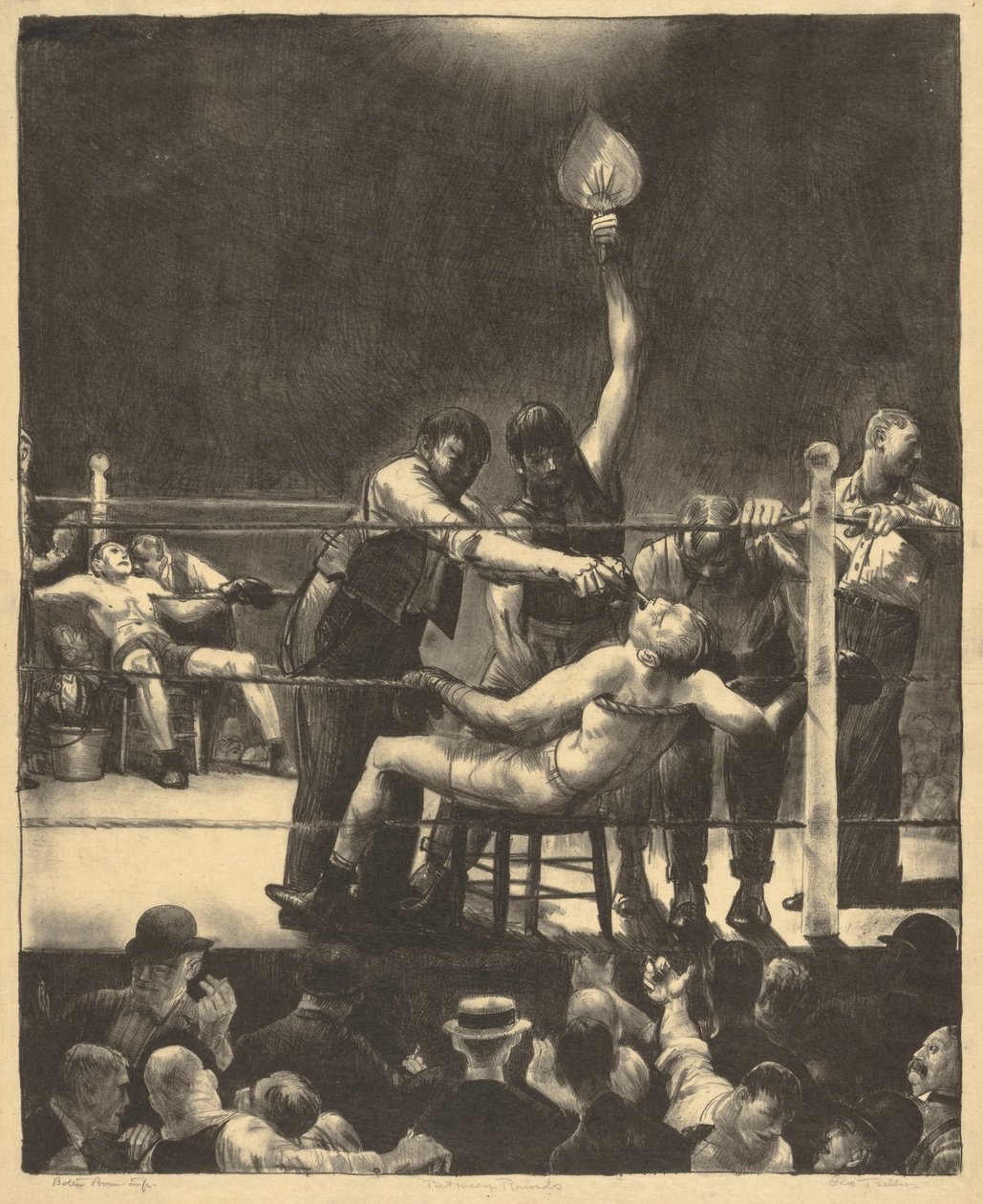 Mellem runderne, stor, første sten af George Bellows