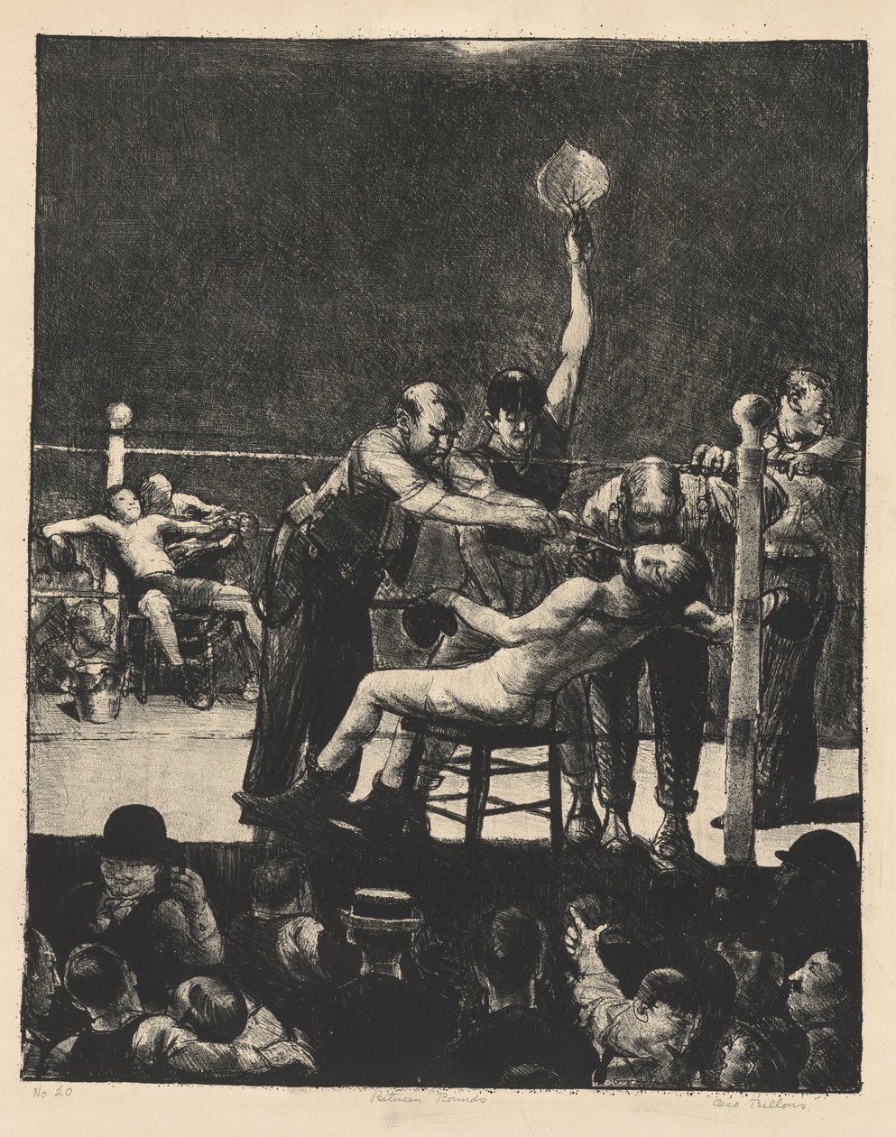 Mellem runderne, lille, anden sten af George Bellows