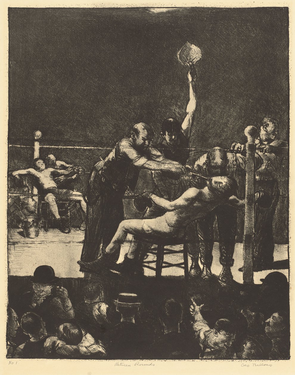 Mellem runder, stor, første sten af George Bellows