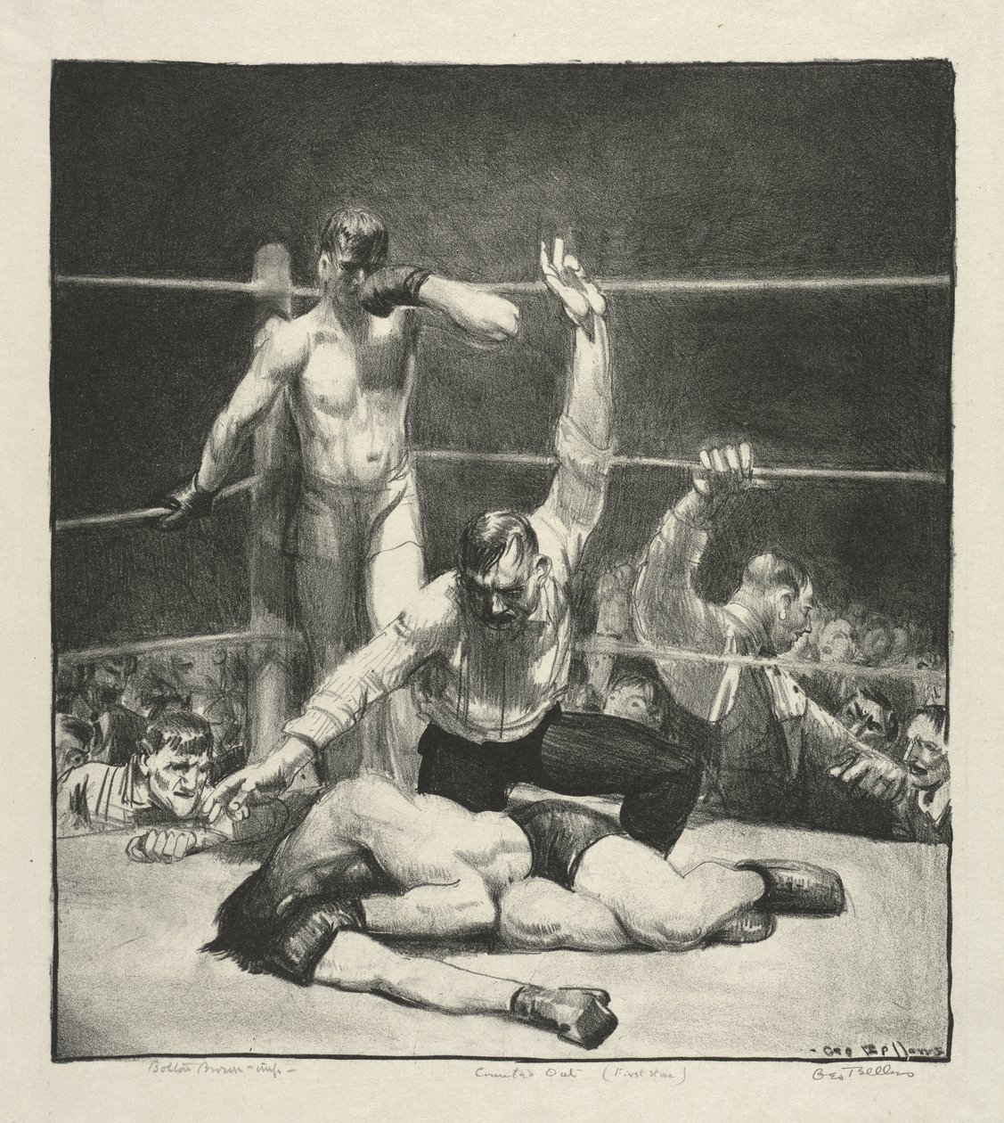 Talt ud, den første sten af George Bellows