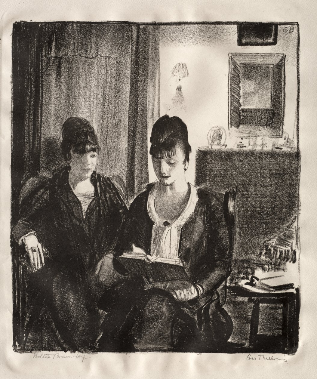 Elsie læser for Emma, anden sten af George Bellows