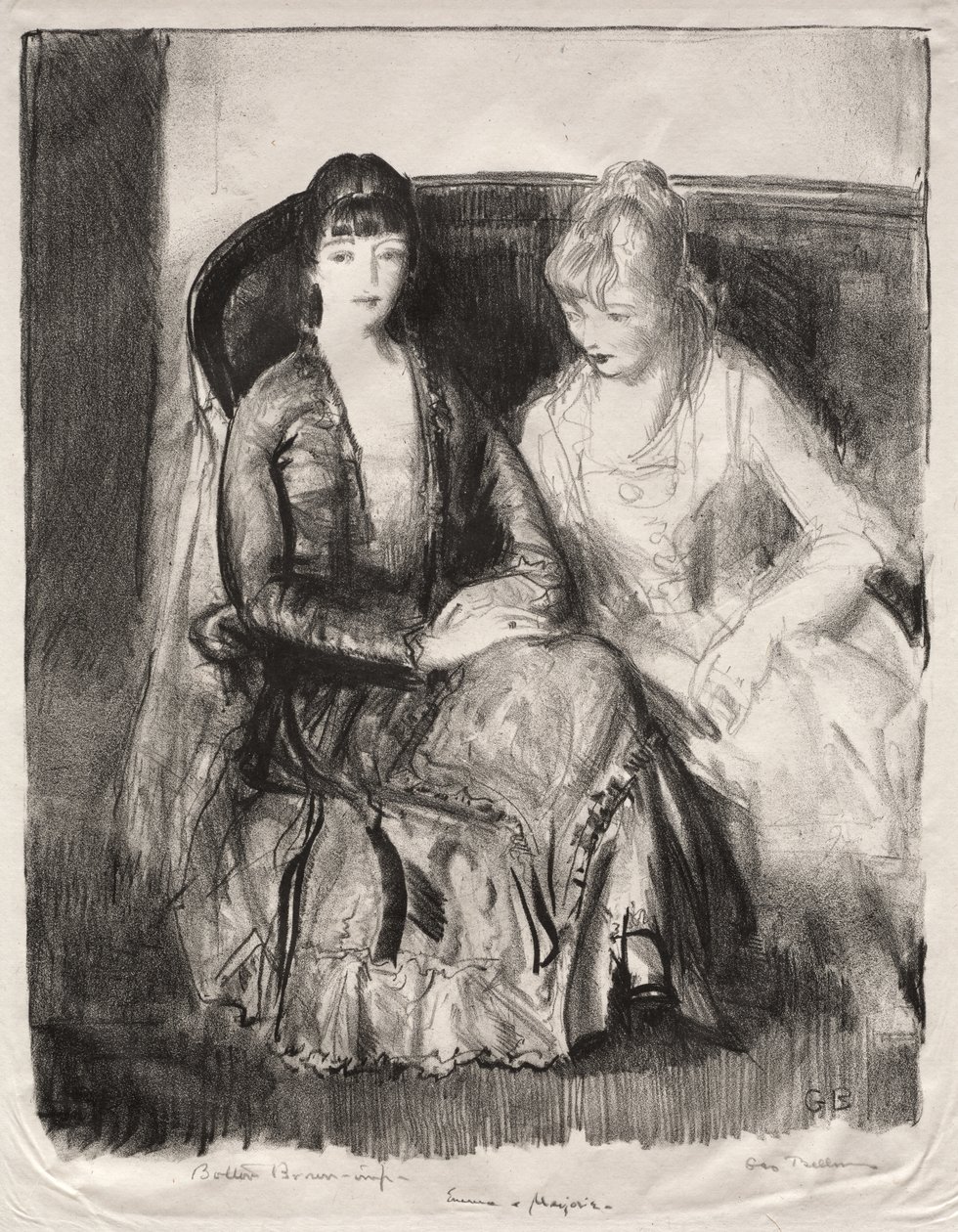 Emma og Marjorie på en sofa af George Bellows