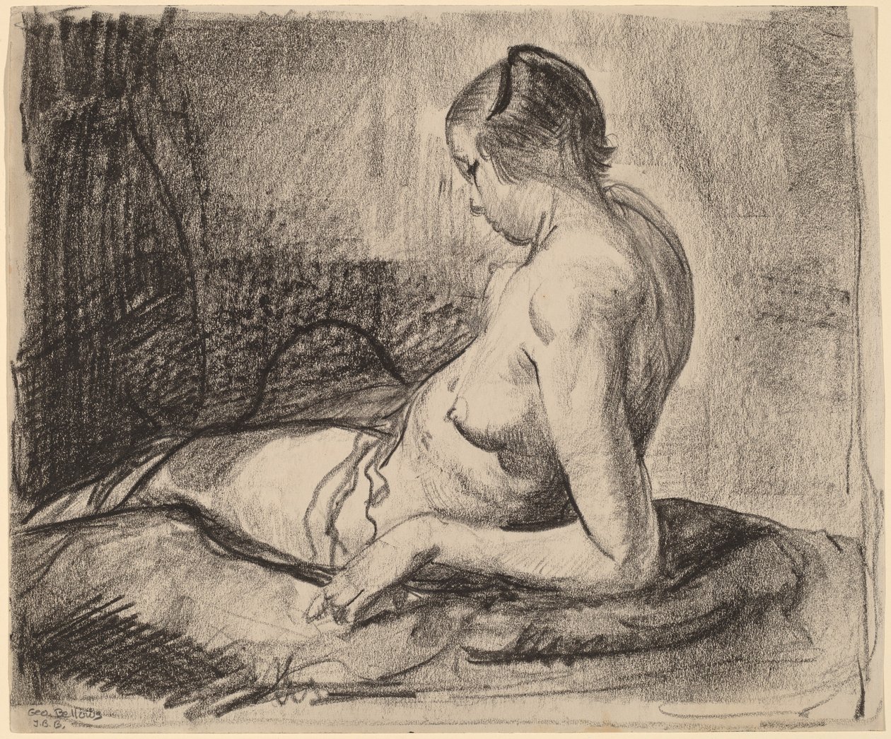 Nøgen pige tilbagelænet af George Bellows