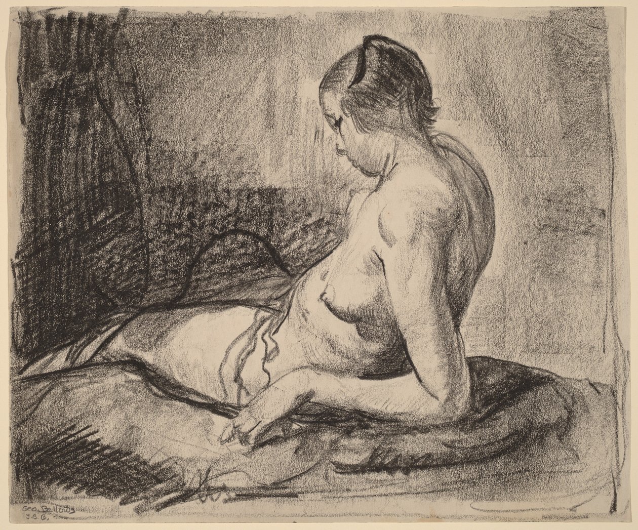 Liggende nøgen pige af George Bellows