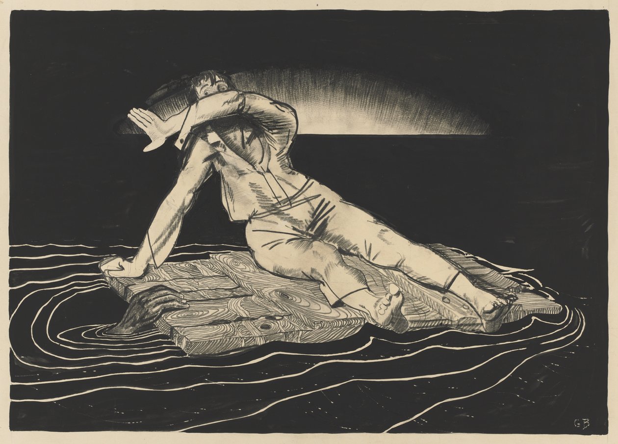 På en tømmerflåde af George Bellows