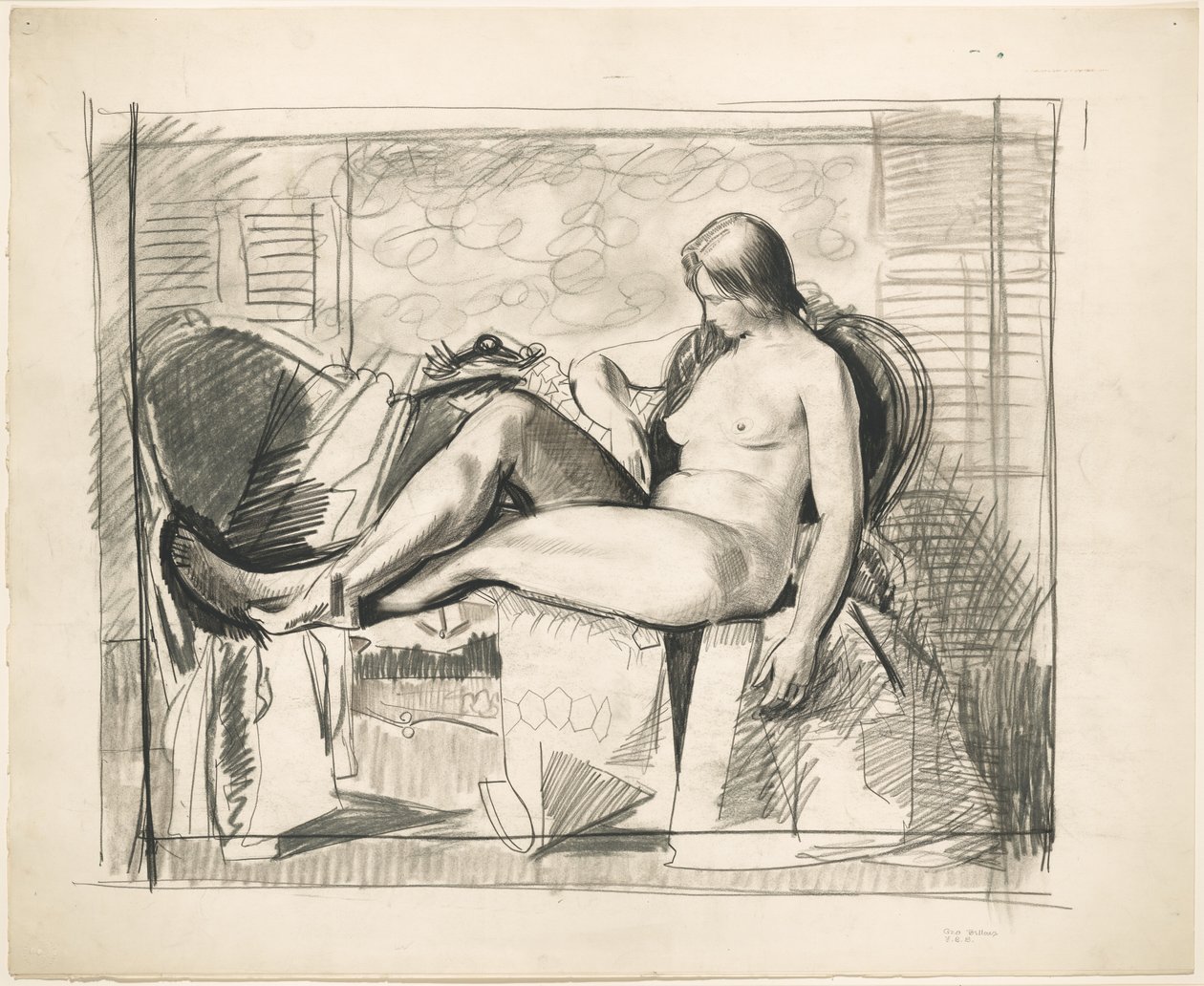 Studie til »Nøgen med sekskantet tæppe« af George Bellows