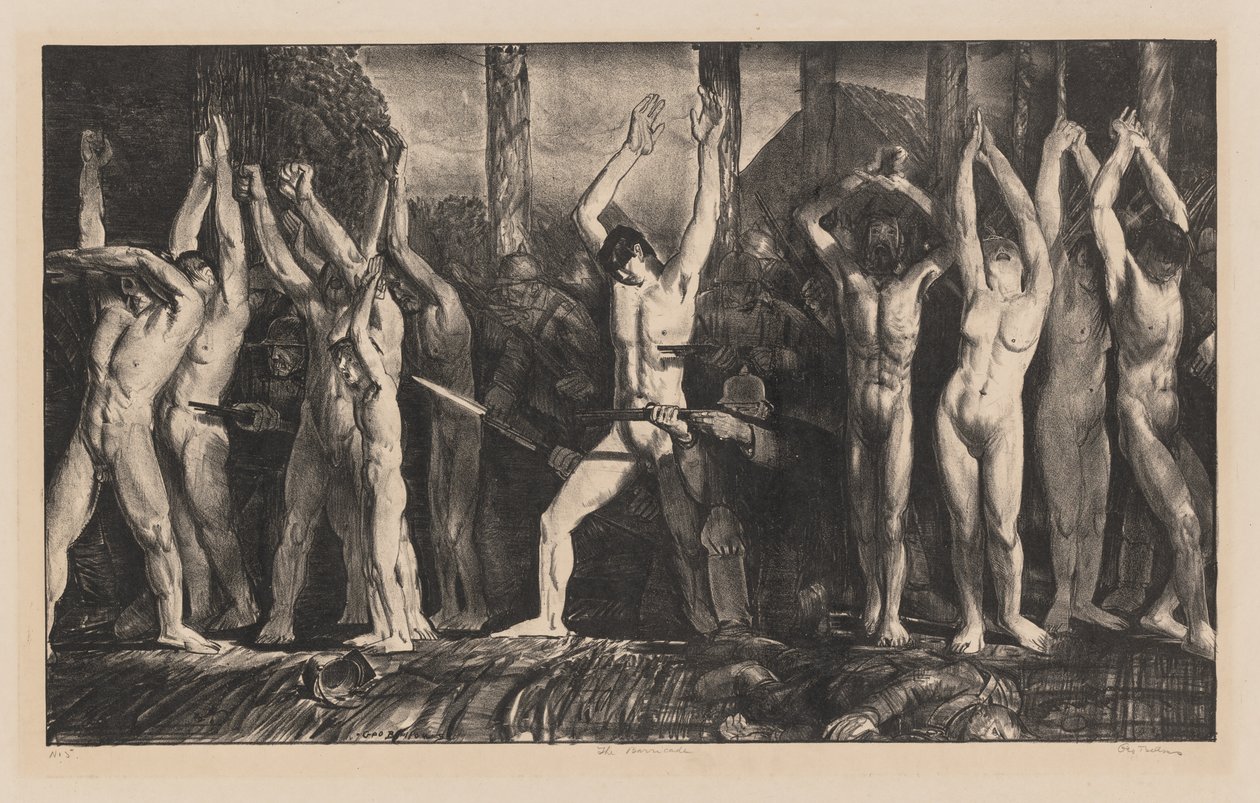 Barrikaden, den første sten af George Bellows
