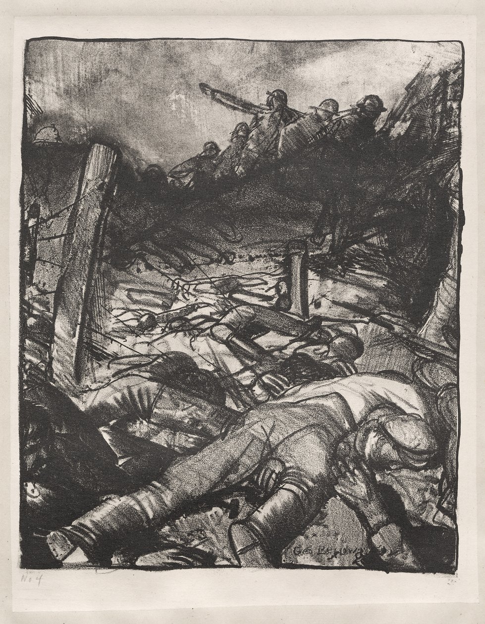Krigsserie: Angrebet, venstre detalje af George Bellows