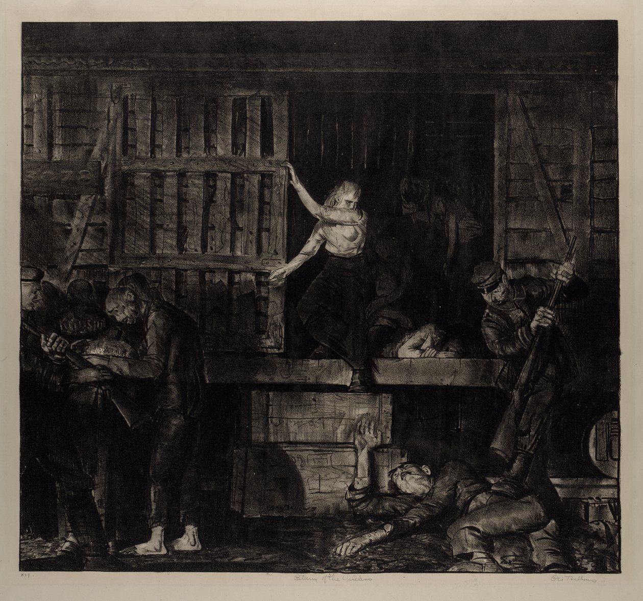 Krigsserien:  De ubrugelige vender tilbage af George Bellows