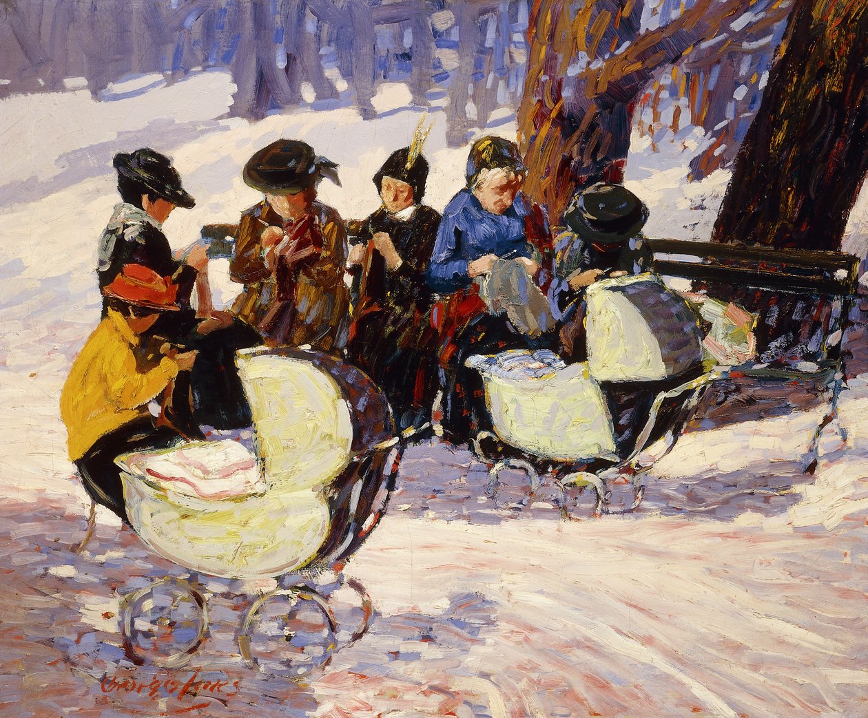 Strikkere, High Bridge Park af George Benjamin Luks