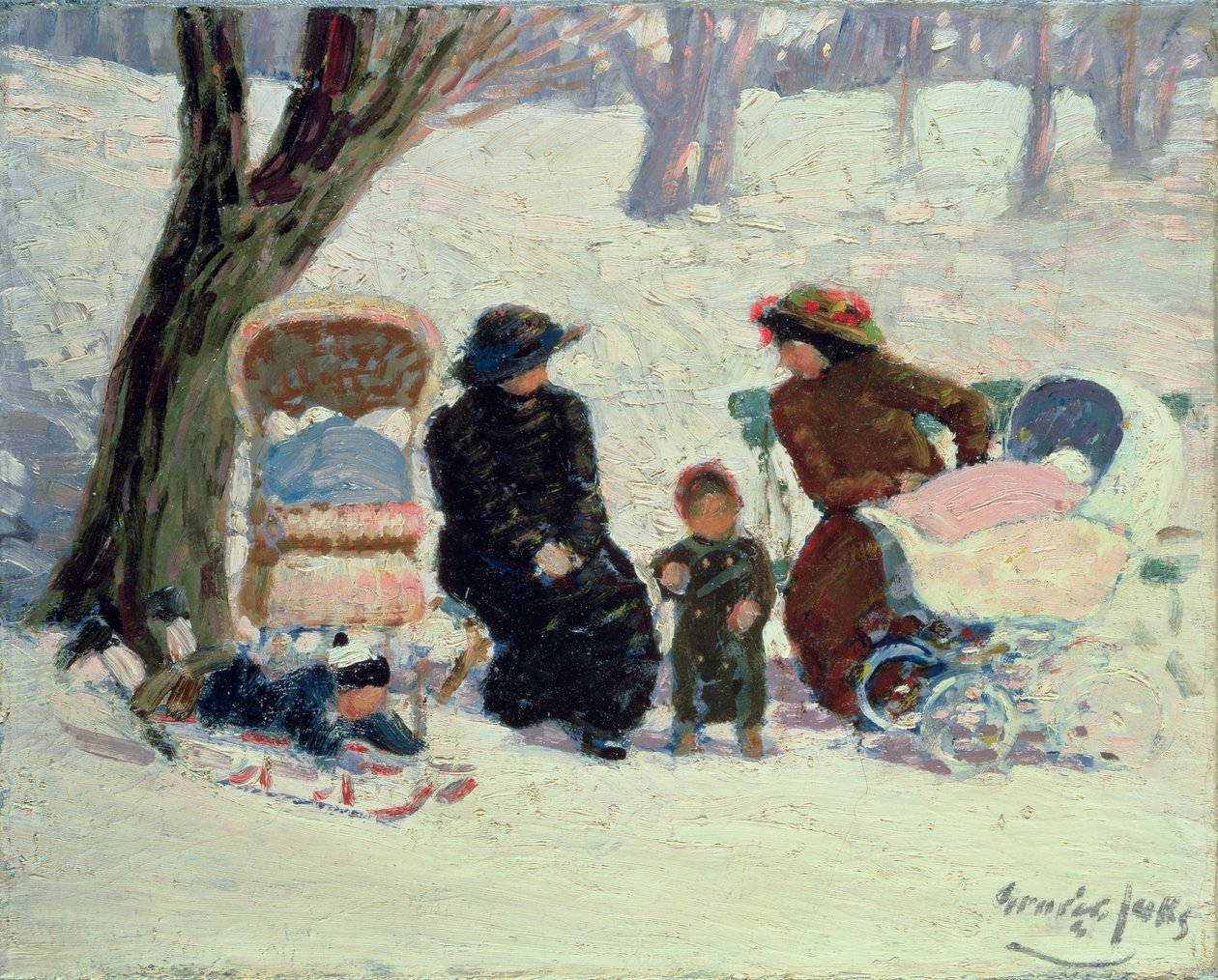 Nursemaids, High Bridge Park (olie på lærred) af George Benjamin Luks