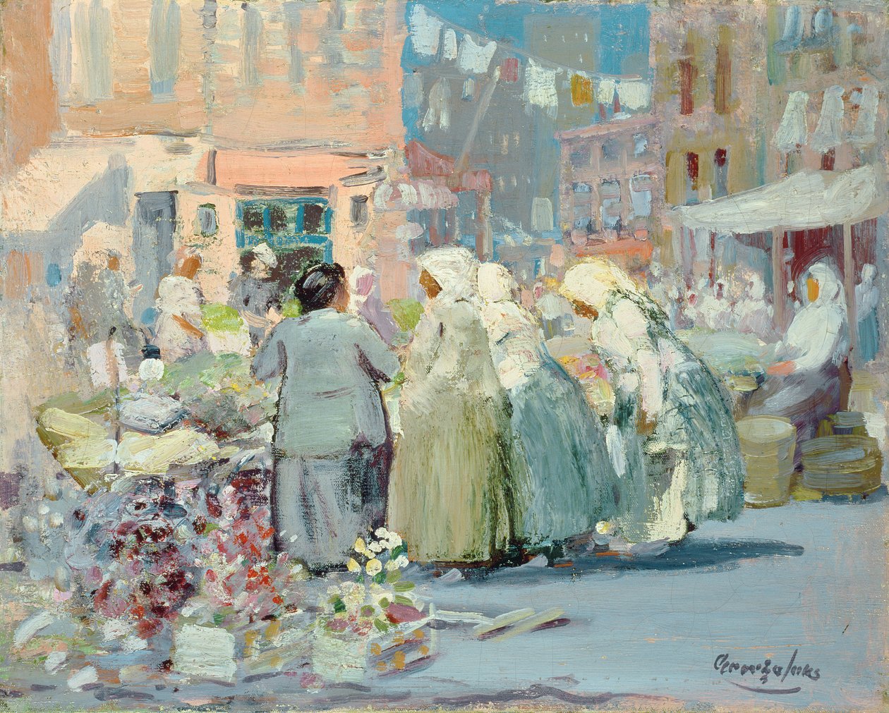 Spring Morning, Houston og Division Streets, New York af George Benjamin Luks