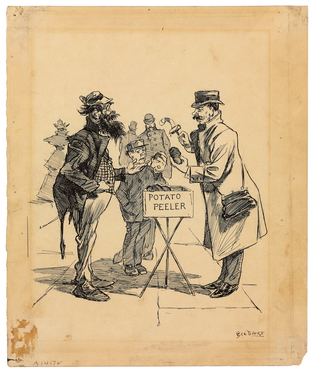 Gadehandler, ca. 1895 (blæk på papir) af George Benjamin Luks