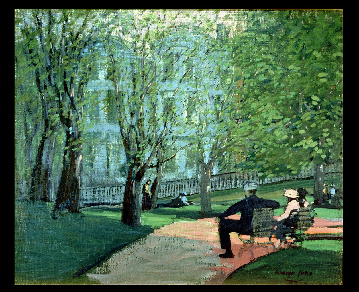 Summer Day, Boston Public Garden, ca. 1923 (olie på lærred) af George Benjamin Luks
