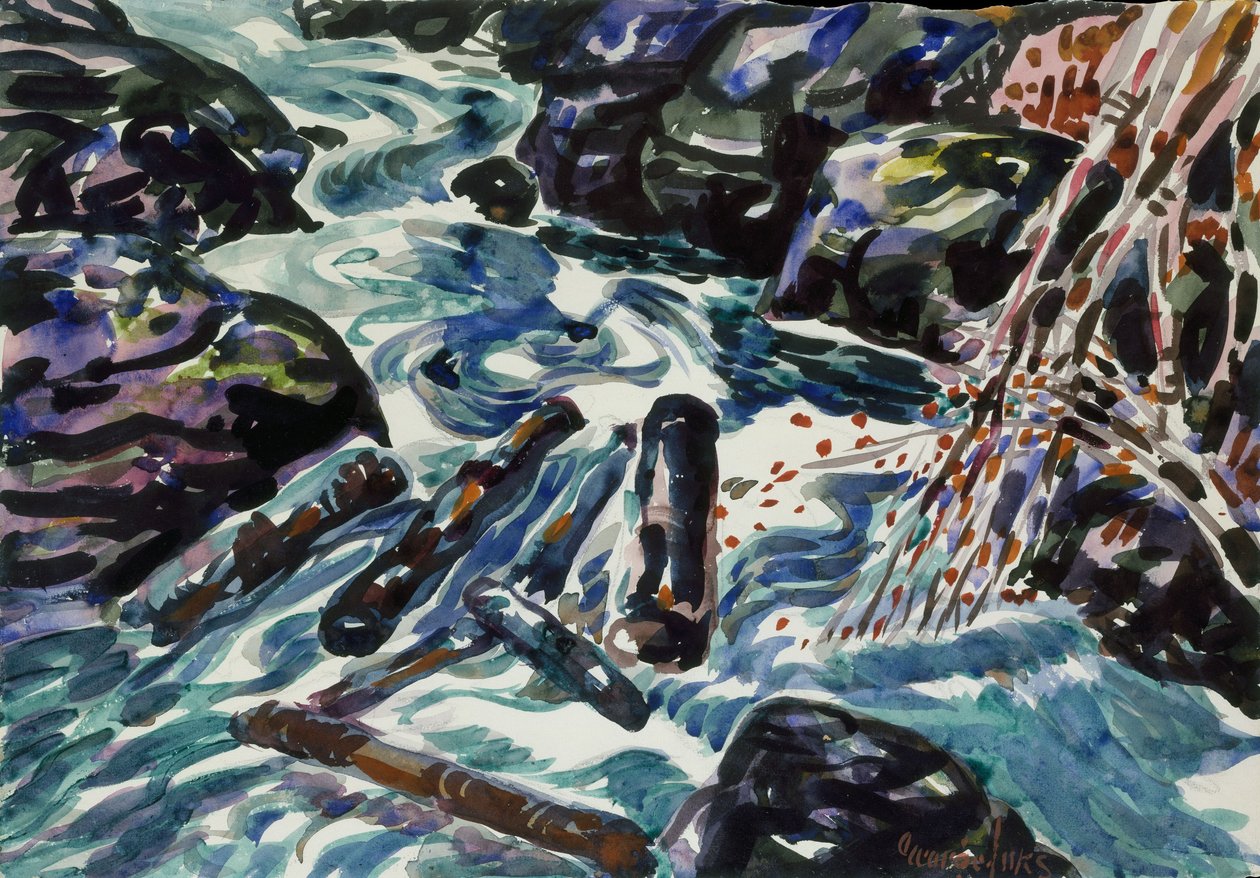 The Brook, Nova Scotia (akvarel og blyant på papir) af George Benjamin Luks