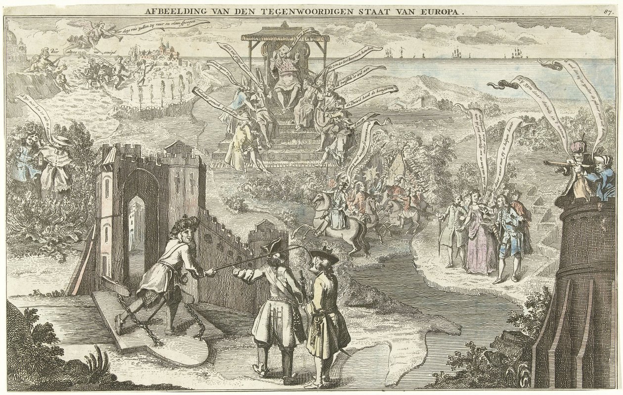 Europas nuværende tilstand, 1742 Billede af den nuværende tilstand i Europa (titel på objekt) af George Bickham (II)