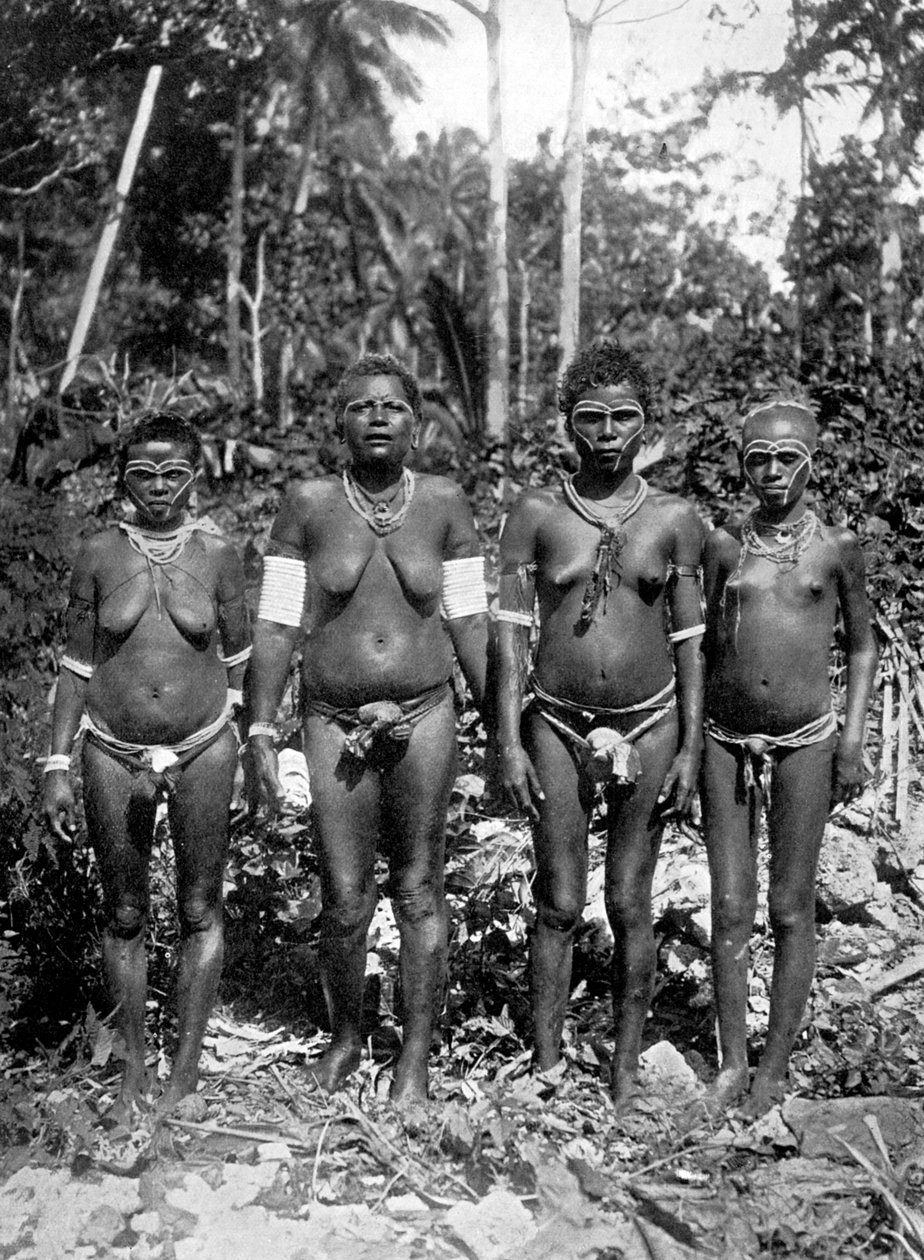 Kvinder i festivaldragt, Melanesia, 1920. af George Brown
