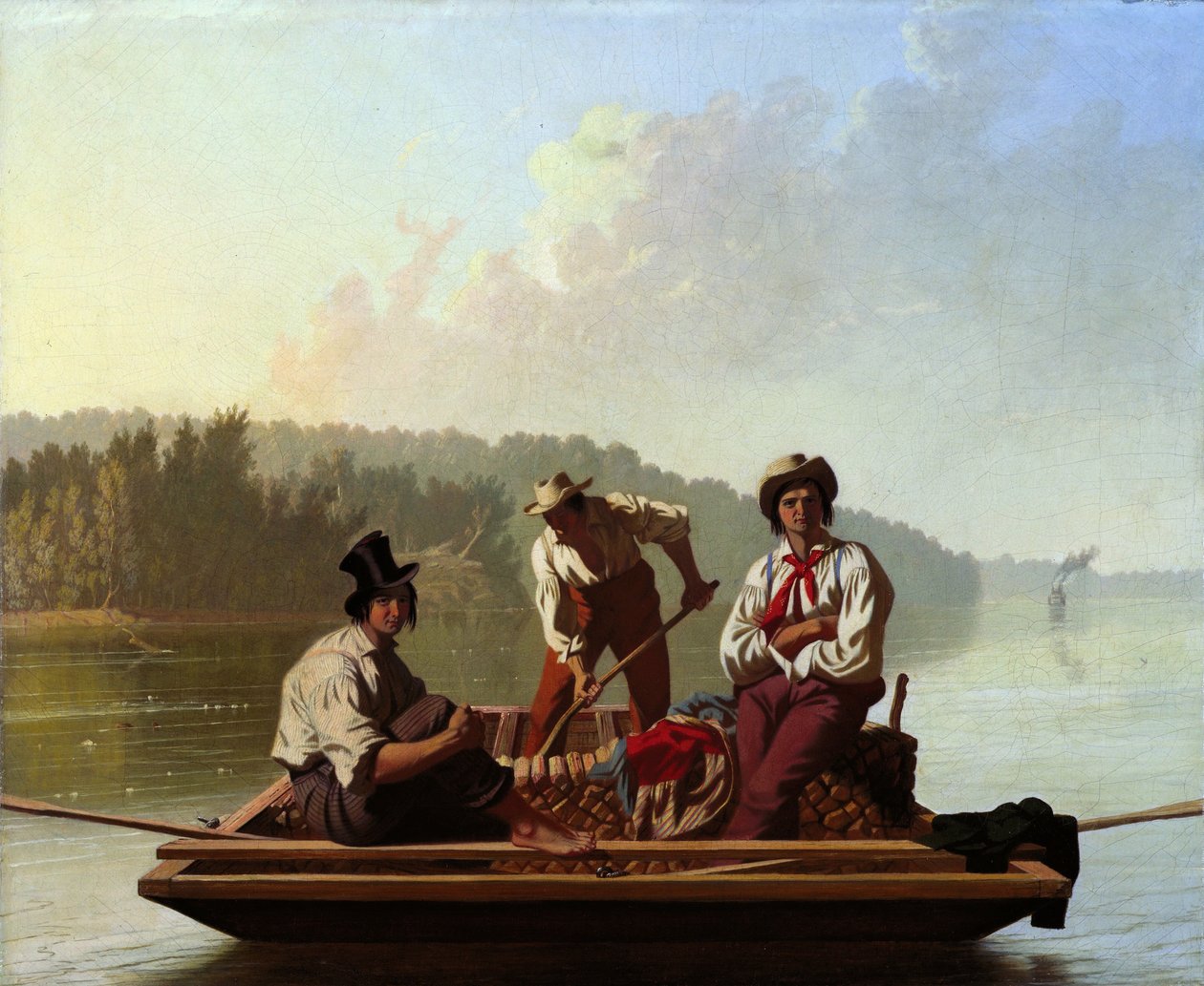 Bådmænd på Missouri af George Caleb Bingham