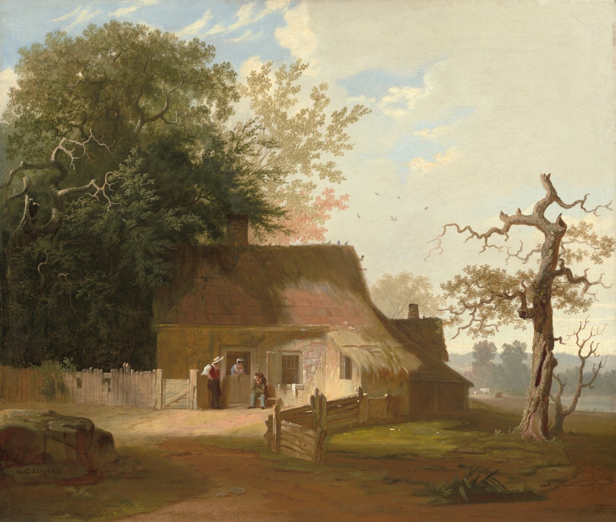Cottage Landskab af George Caleb Bingham