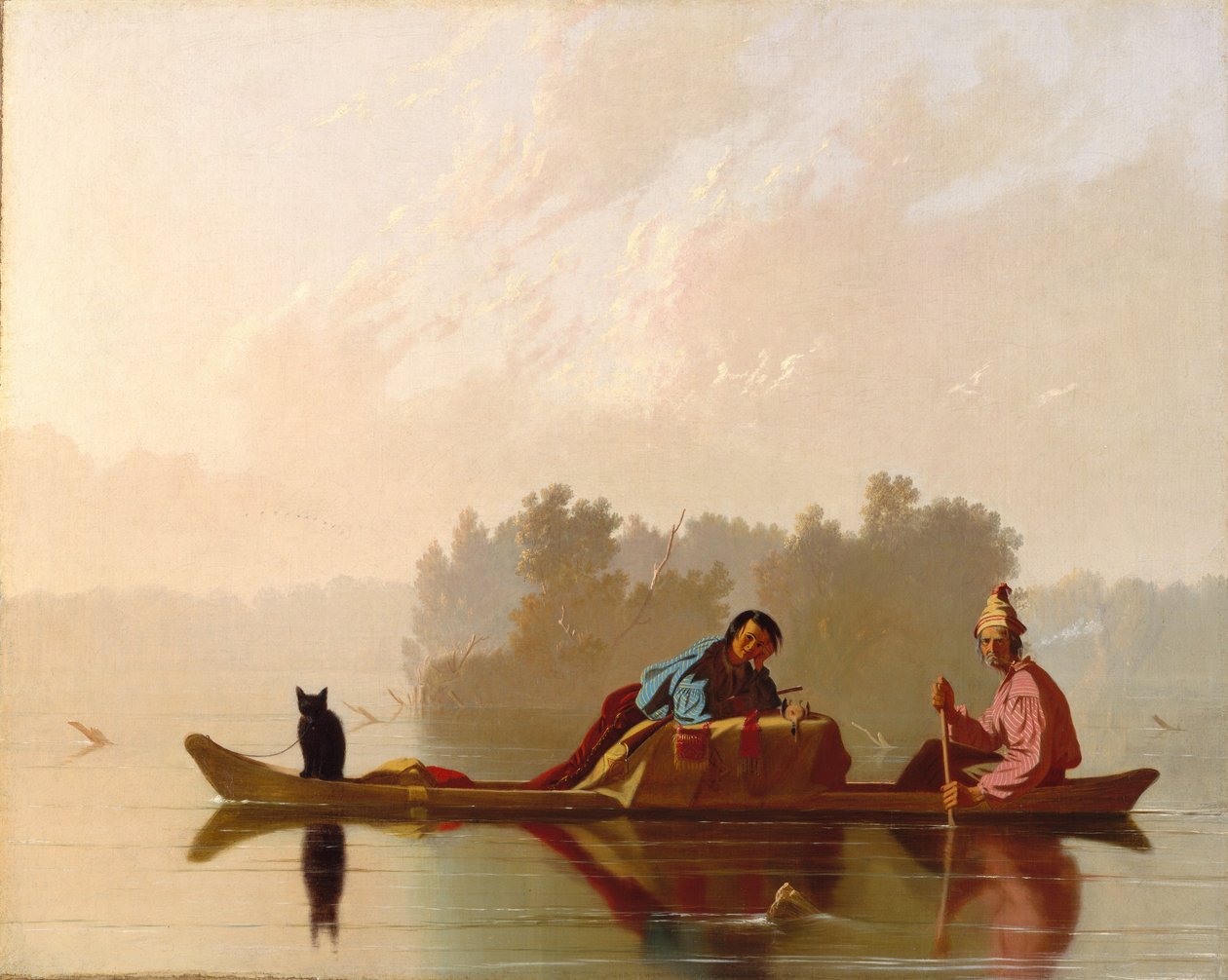 Pelshandlere på vej ned i Missouri, 1845. af George Caleb Bingham