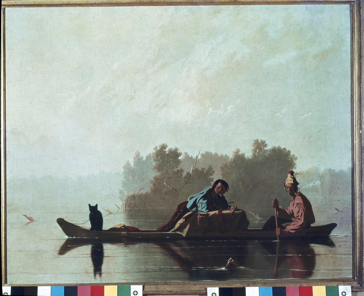 Pelshandlere på vej ned af Missouri-floden af George Caleb Bingham