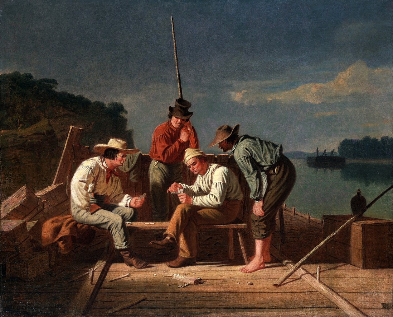 I et dilemma, eller Mississippi-flådemænd i kortspil af George Caleb Bingham