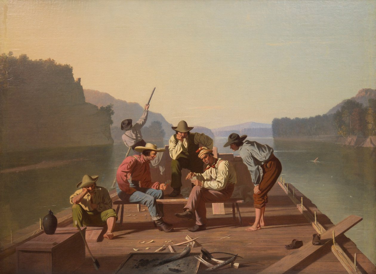 Raftsmen spillekort af George Caleb Bingham