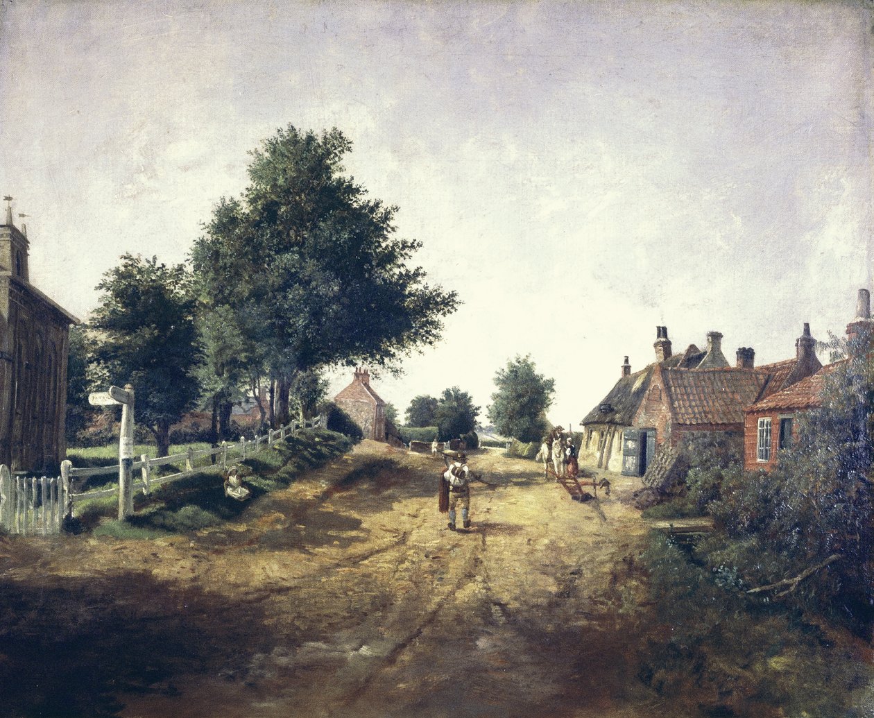 Hollym Village, Holderness, ca. 1885 (olie på lærred) af George Cammidge