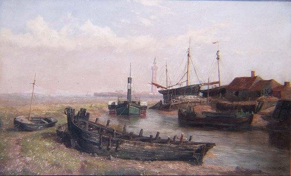 The Mouth of the River Freshney, nær Grimsby, Lincolnshire af George Cammidge