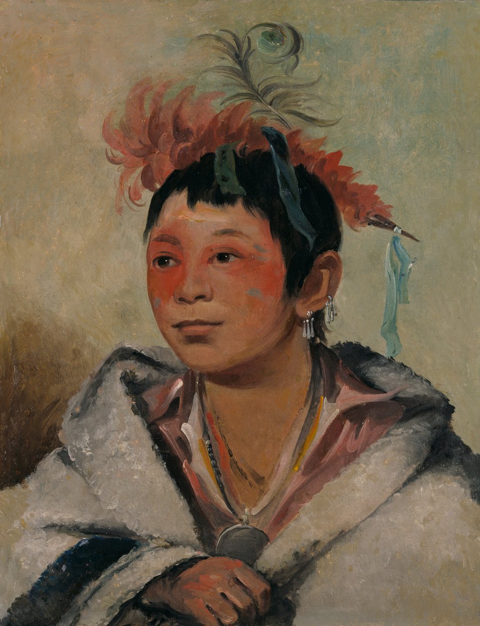 Aú-nah-kwet-to-hau-páy-o, One Sitting in the Clouds, a Boy, 1831. af George Catlin