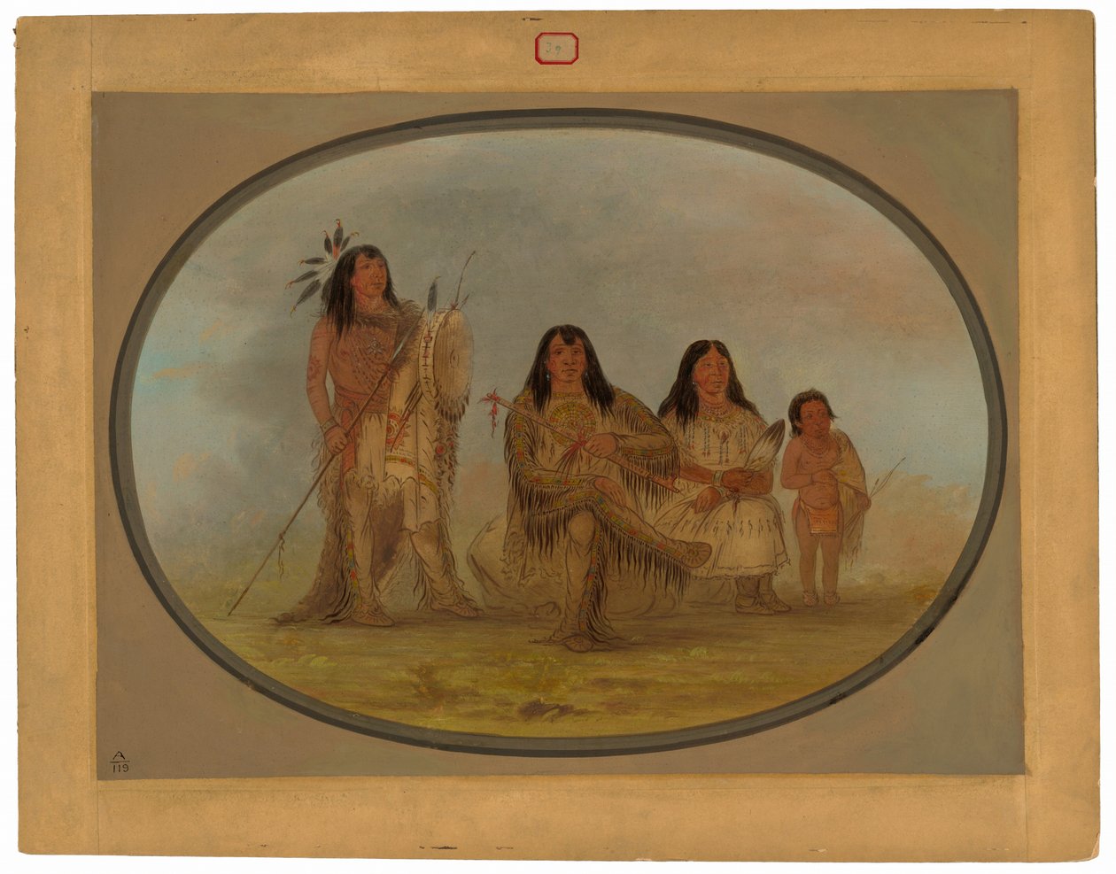 En Blackfoot-høvding, hans kone og en medicinmand af George Catlin
