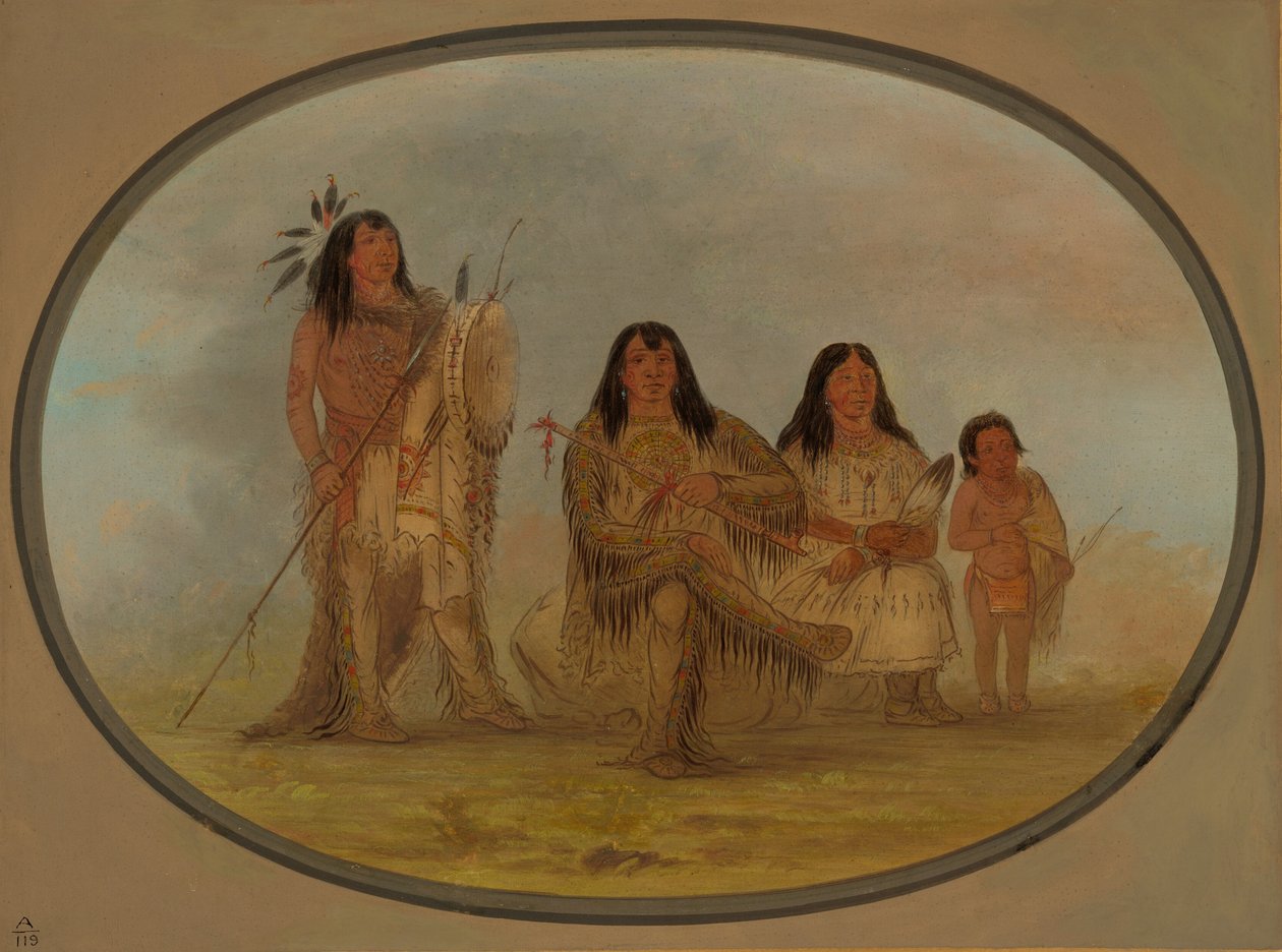En Blackfoot -chef, hans kone og en medicinmand, 18611869. af George Catlin