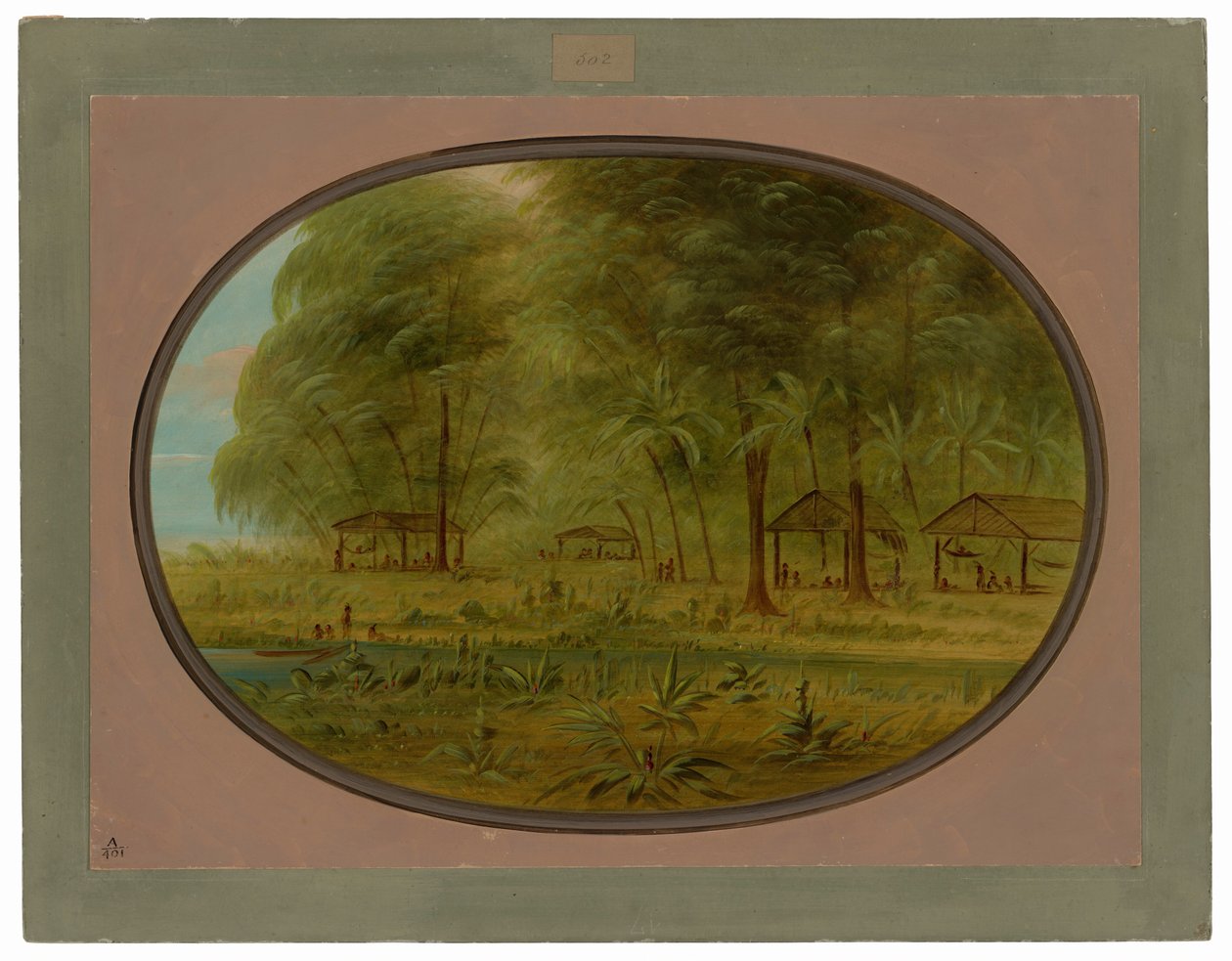 En caribisk landsby i Hollandsk Guyana af George Catlin